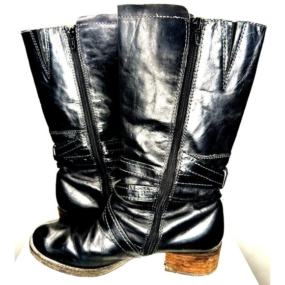 Naya Womens Leather Boots B3196L1001 Sabre Riding Tall Heels Zipper Black 8M - Picture 6 of 16